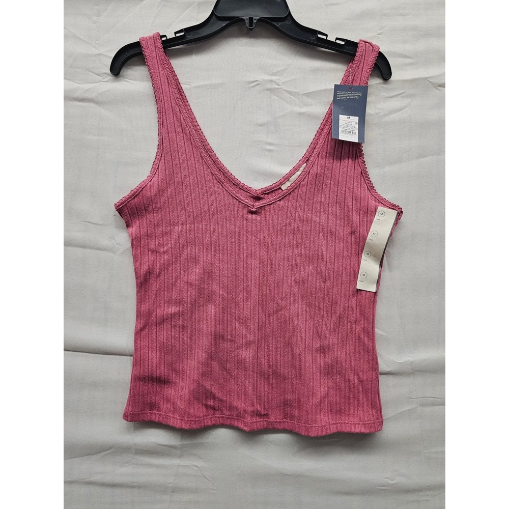 Universal Thread Womens Ribbed V-Neck Tank Top Pink 013140373 Size M NWT